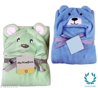 Premium Hooded Microfiber Baby Wrapper  for all season Towel IN PINK And BLUE  - 0-6 Months New Born Baby